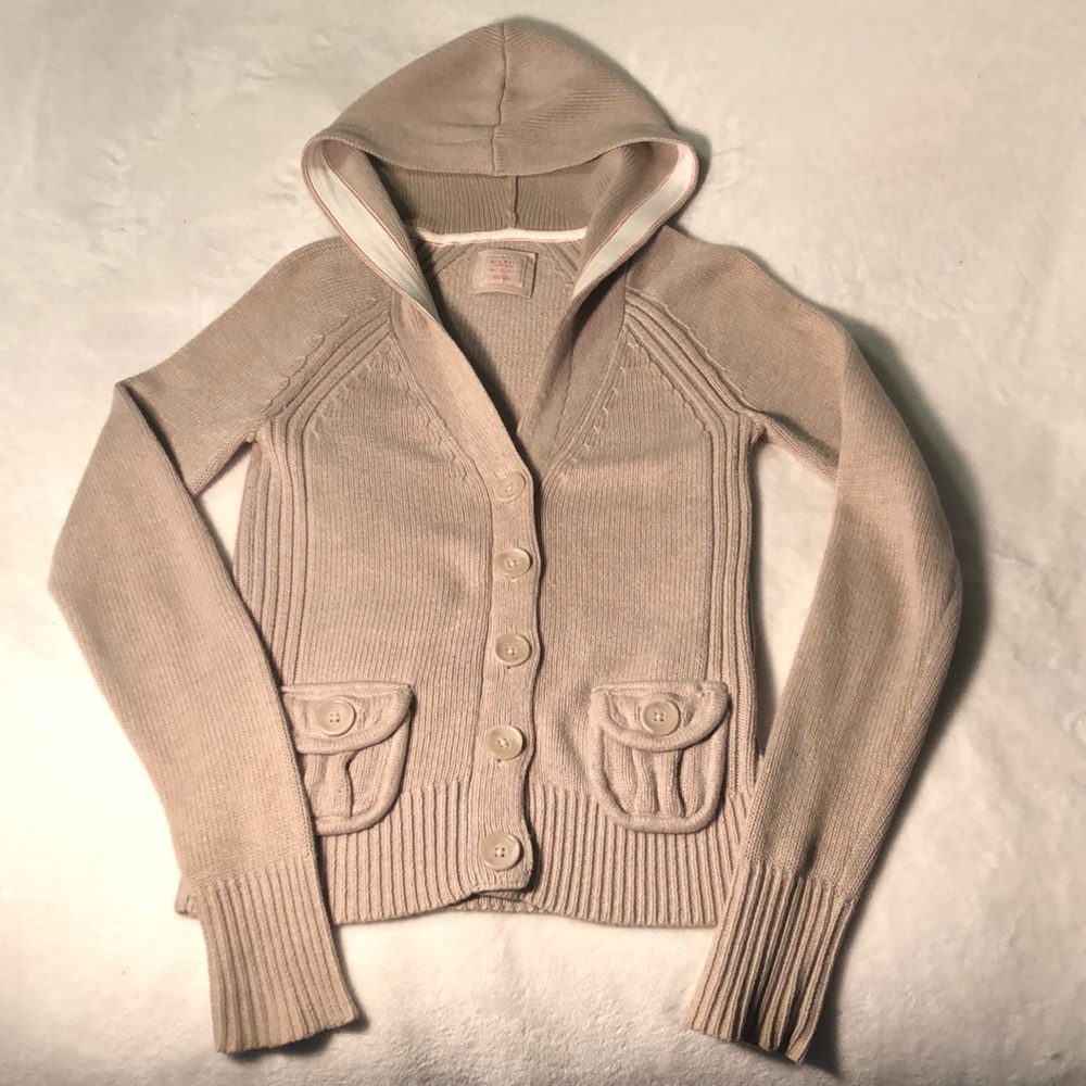 Old Navy Button Sweater Beige 🌟Hood🌟Small